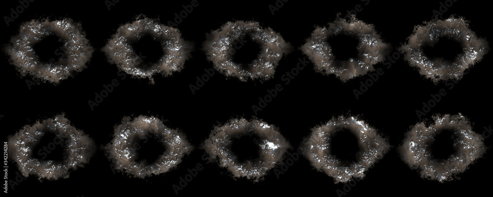 2d illustration texture of bullet holes set