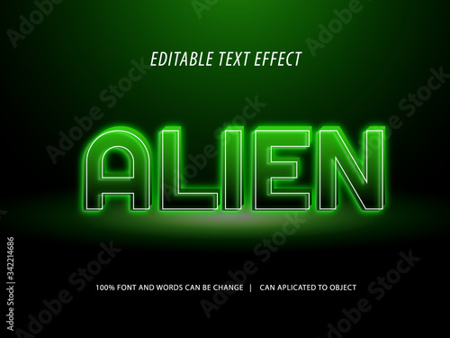 editable green light 3d text effect