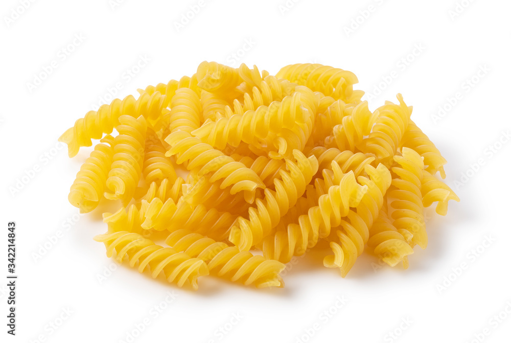 Fusilli placed on a white background Fusilli placed on a white background