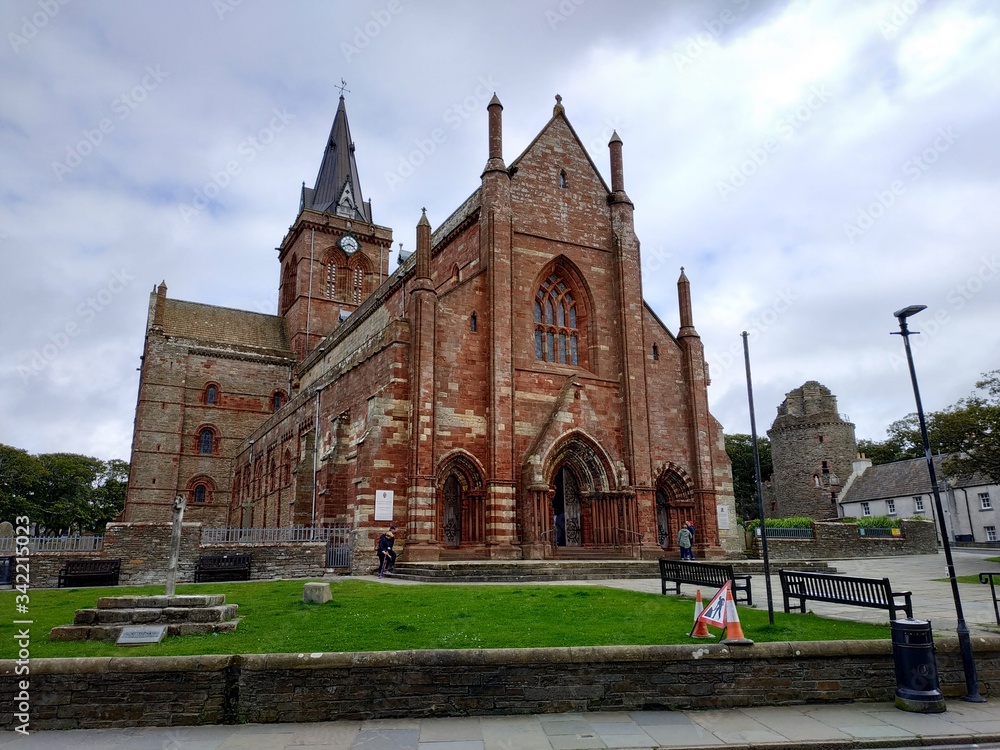 View on old St Magnus Cathedral in Kirkwall, Scotland