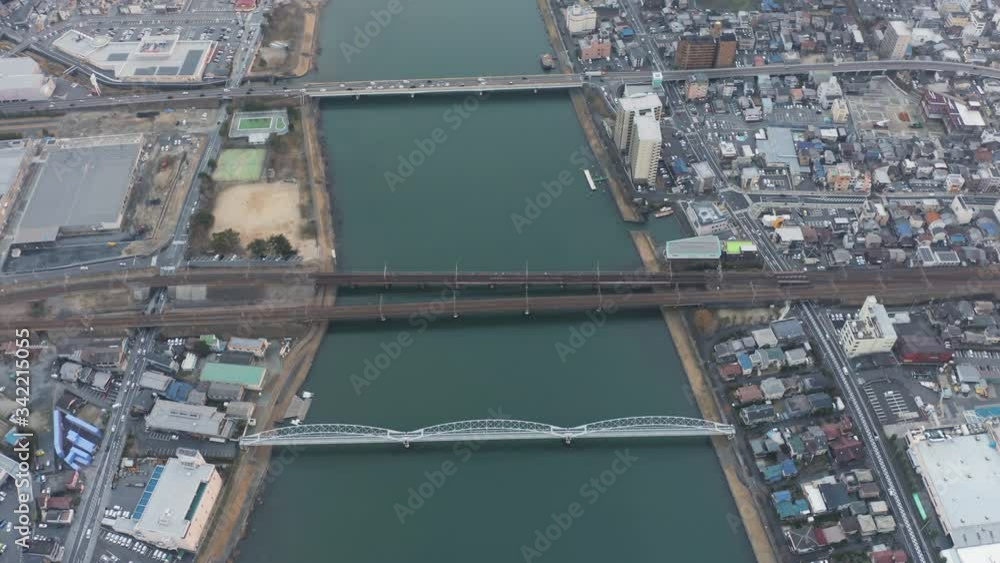 Aerial view of Ishiyama, City in Shiga, Kansai, Japan Aerial view of Ishiyama, City in Shiga, Kansai, Japan
