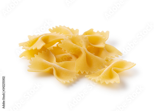 Farfalle placed on a white background