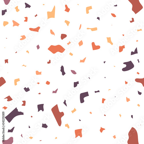 Terrazzo flooring vector seamless pattern. Modern vector illustration for fabric print, wrapping paper, flooring. Classic venetian terrazzo style of floor of natural stone, granite, quartz.