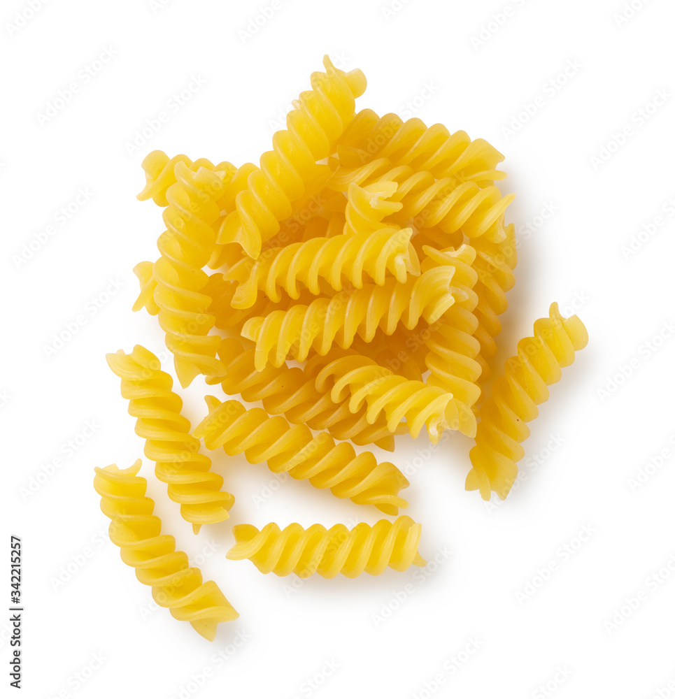 Fusilli placed on a white background Fusilli placed on a white background