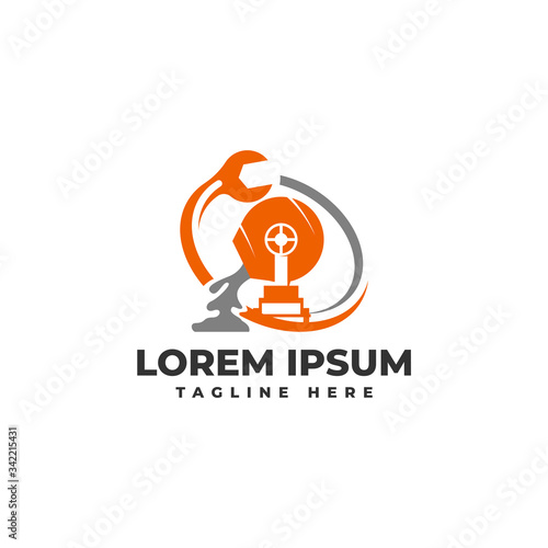 Concrete Mixer Repair Logo Vector Icon Illustration