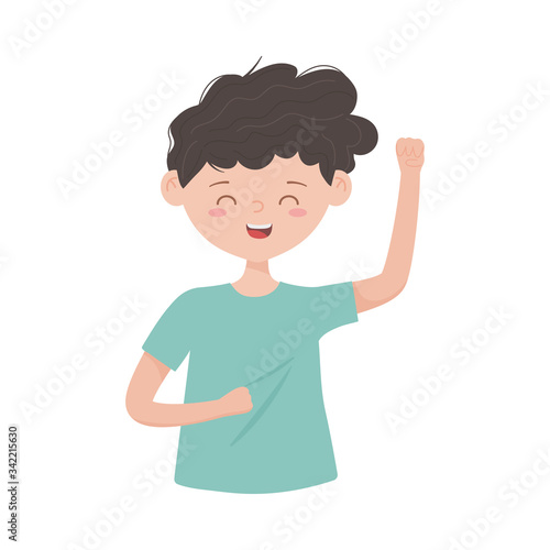 young man waving hand character isolated icon white background