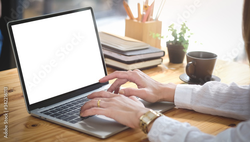 Wallpaper Mural Mock up Copy Space Blank Screen Concept Business Working on Laptop.  Torontodigital.ca