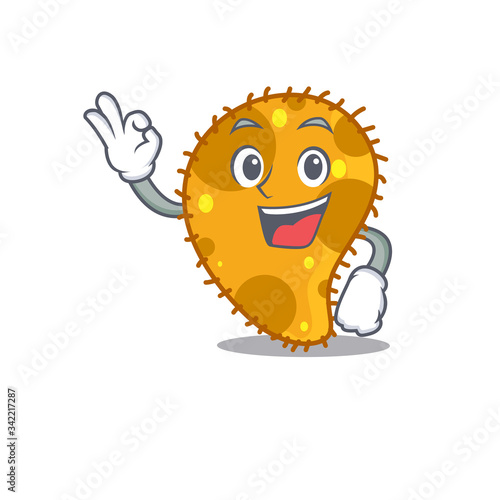 Pseudomonas mascot design style with an Okay gesture finger