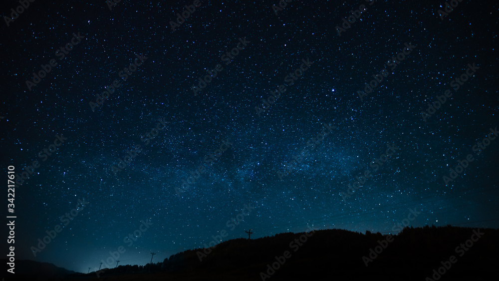 Astrophoto, night landscape, horoscopes. Screensaver on the screen, space