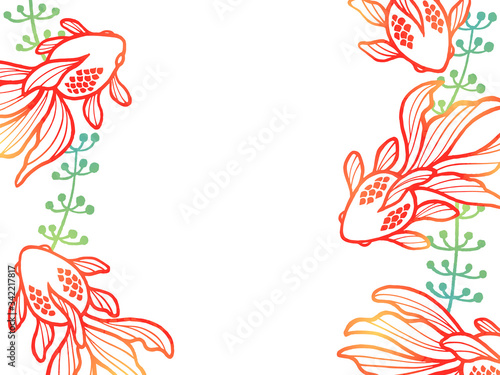 金魚と水草の切り絵風イラスト 縦フレーム カラー Stock Vector Adobe Stock 金魚と水草の切り絵風イラスト 縦フレーム カラー Stock Vector Adobe Stock