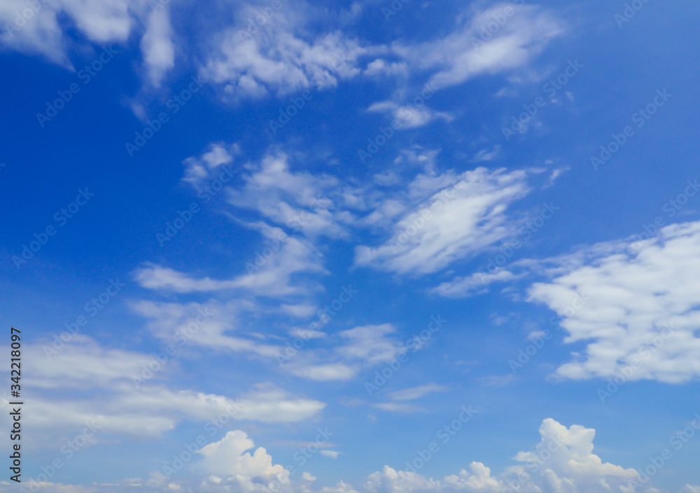 Bright blue sky There are small, white clouds spread beautifully. The perfect sky is used as a background in natural scenery. Bright blue sky There are small, white clouds spread beautifully. The perfect sky is used as a background in natural scenery.