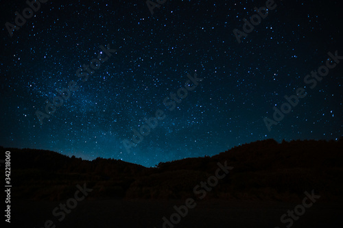 Astrophoto, night landscape, horoscopes. Screensaver on the screen, space