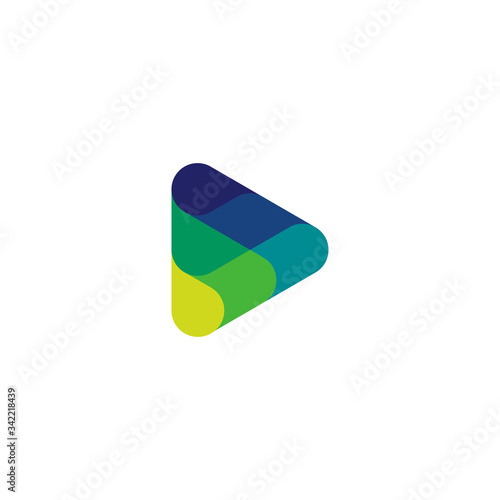 Creative play button logo with woven style