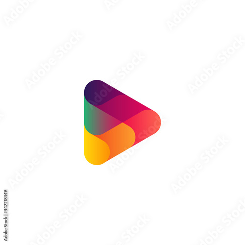 Creative play button logo with woven style