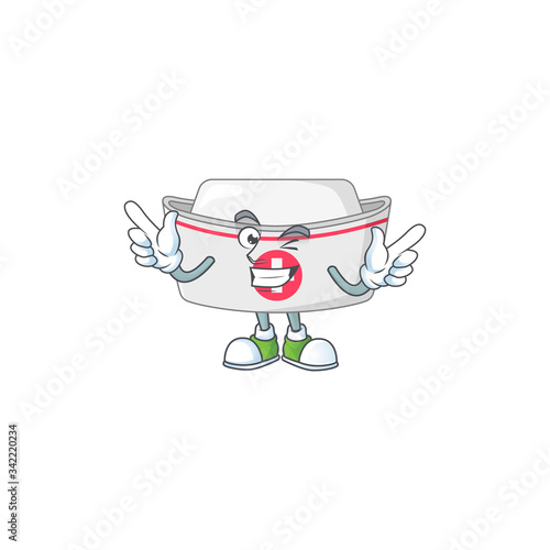 Cartoon character design concept of nurse hat cartoon design style with wink eye