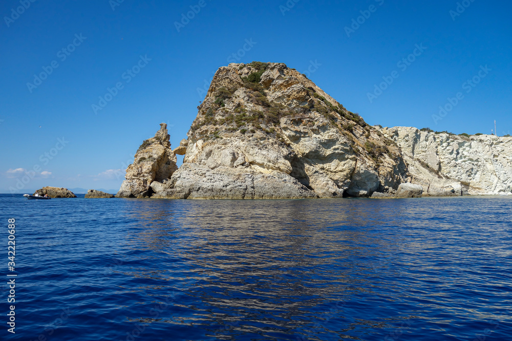 View of the rocky coast in Ponza island (Latina, Italy).