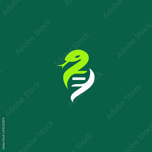 Creative snake symbol for medical with DNA shaped