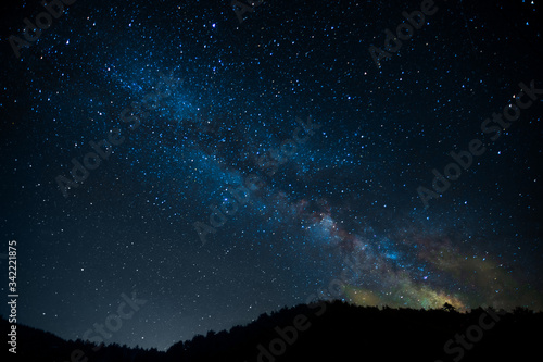 Cosmic starry landscape  with the Milky Way  constellation. Background for the zodiac  predictions  riddles and intros.