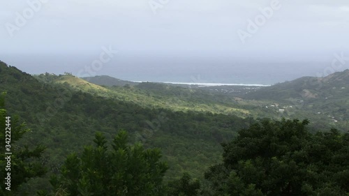 Caribbean island beautiful paradise on sunny day photo