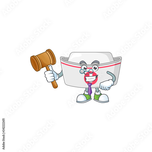 Charismatic Judge nurse hat cartoon character design with glasses