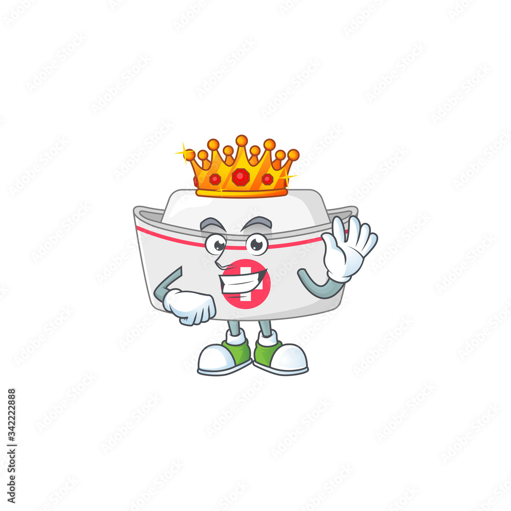 Obraz premium The Charismatic King of nurse hat cartoon character design wearing gold crown