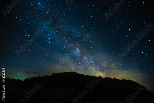 Starry sky, space. Milky Way, starry constellation. Landscape and saver, Astrophotography