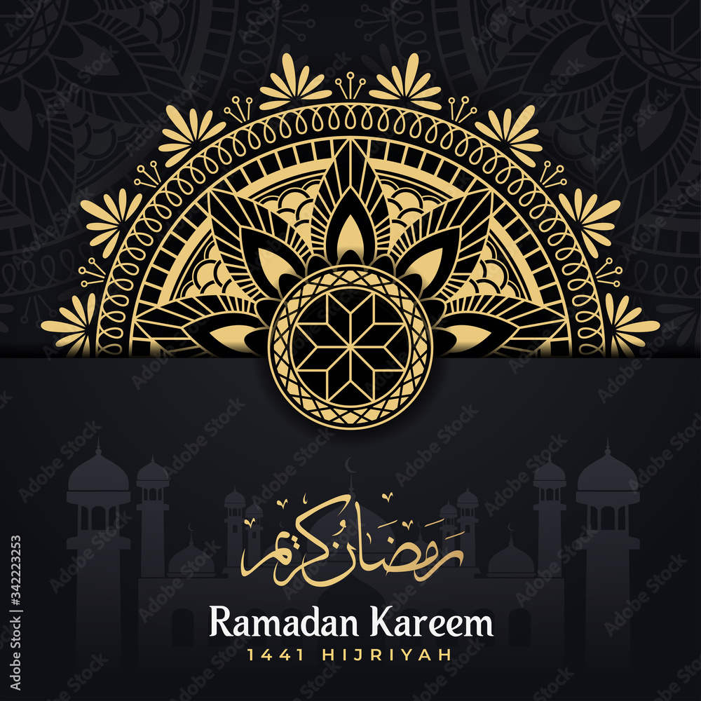 Ramadan kareem with Luxury mandala Dark background