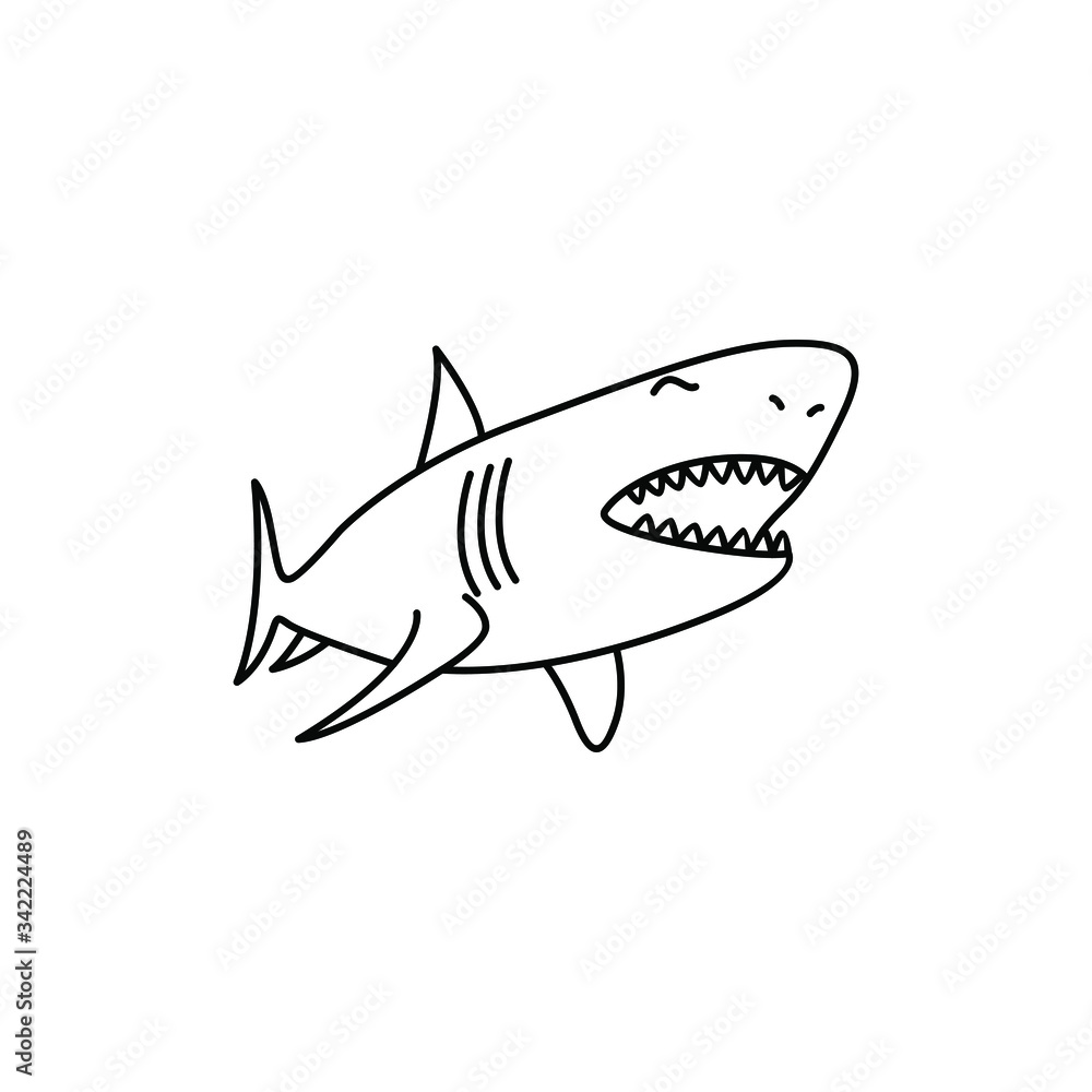 Fototapeta premium Shark line icon. Isolated on white background