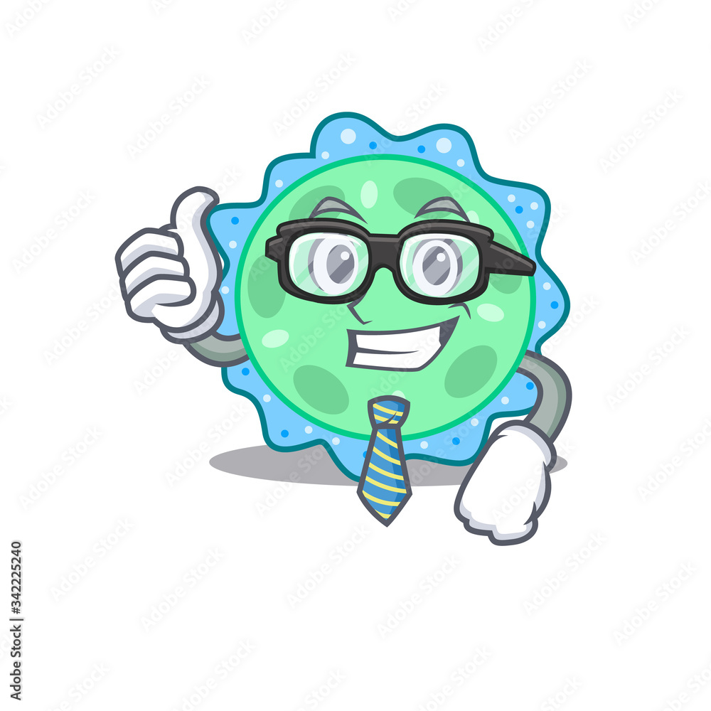An elegant pseudomonas aeruginosa Businessman mascot design wearing glasses and tie An elegant pseudomonas aeruginosa Businessman mascot design wearing glasses and tie