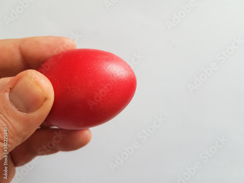 eggs red green yellow for easter in greece isolated in white background