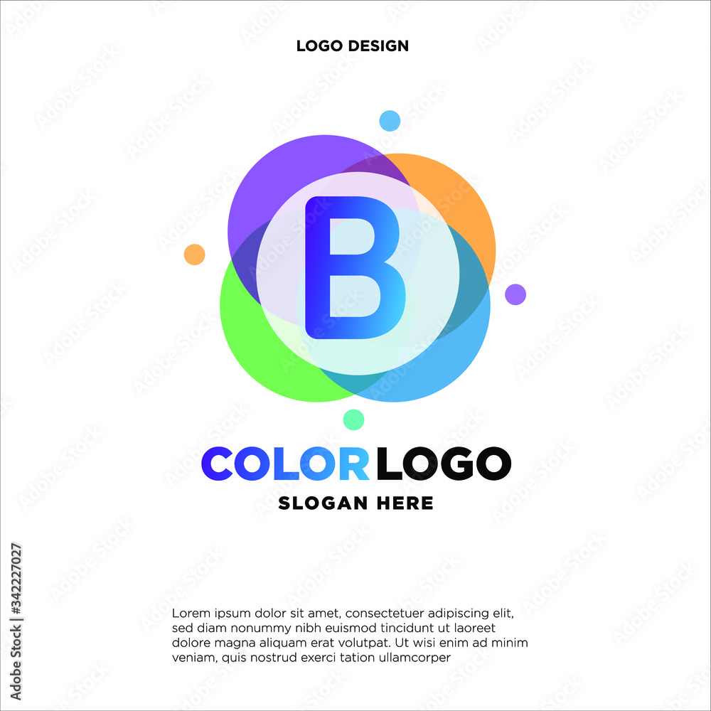 full color creative pixel bubble letter B logo design