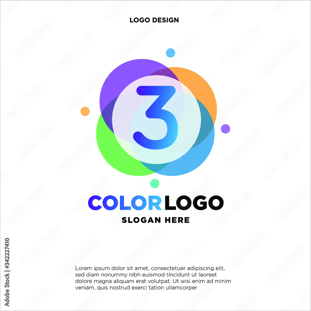 full color creative pixel bubble letter 3 logo design full color creative pixel bubble letter 3 logo design