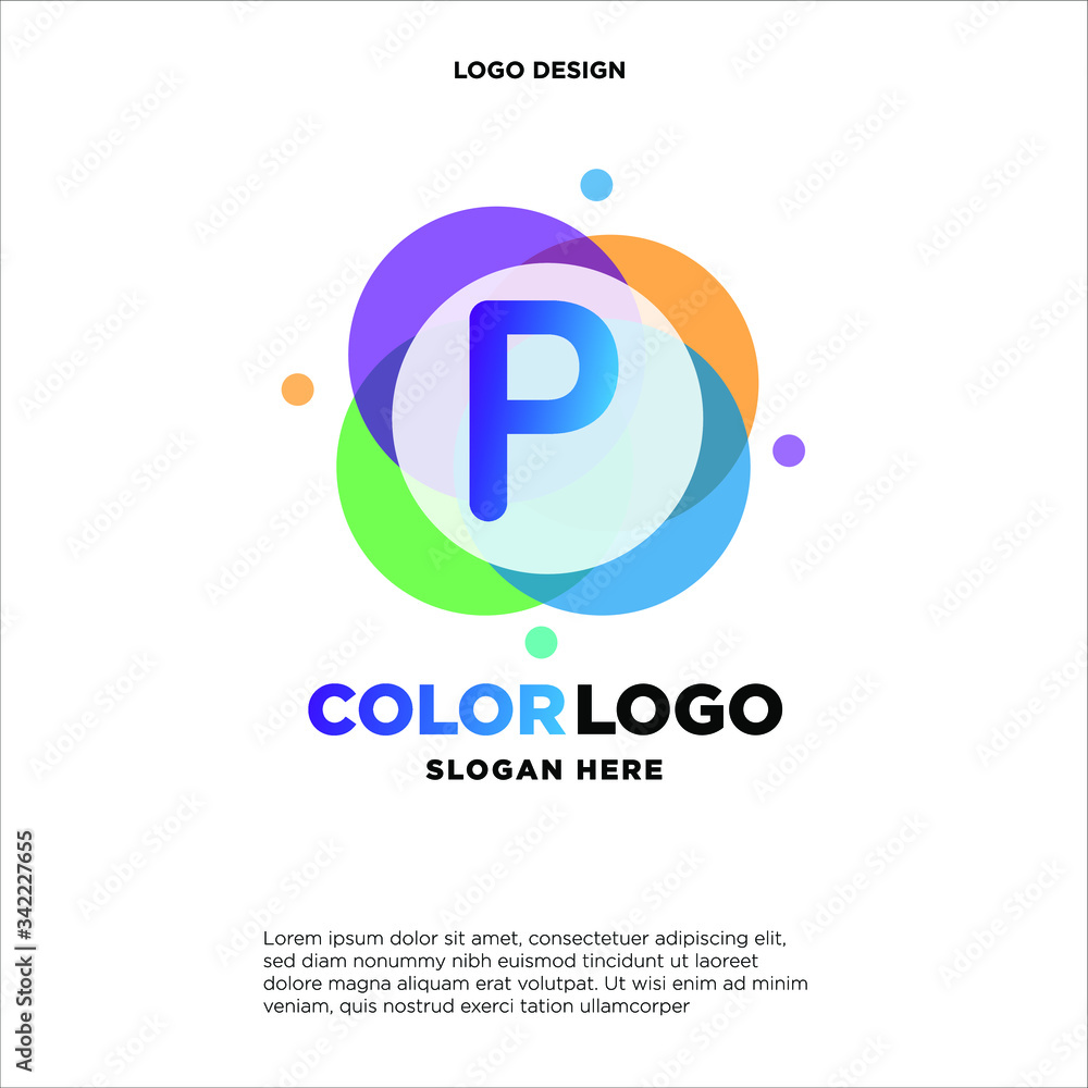 full color creative pixel bubble letter P logo design full color creative pixel bubble letter P logo design