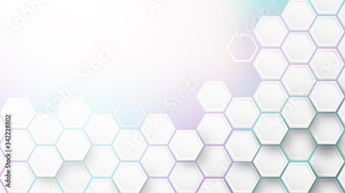 Abstract Hexagon wallpaper , white Background , 3d vector illustration .