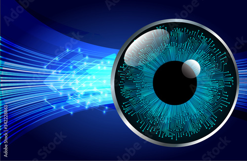 Blue eye cyber circuit future technology concept background