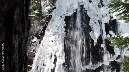 Wallpaper Mural Dolly Reveal of Narada Falls Snowy Waterfall in Mt Rainier National Park Torontodigital.ca