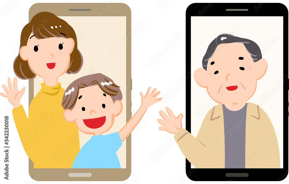 スマホでビデオ通話をする祖父と孫のイラストスマホでビデオ通話をする祖父と孫のイラスト Stock Vector Adobe Stock スマホでビデオ通話をする祖父と孫のイラストスマホでビデオ通話をする祖父と孫のイラスト Stock Vector Adobe Stock