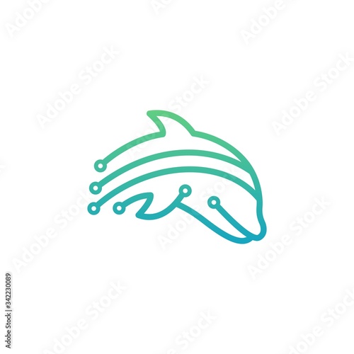 abstract logo with the technology dolphin concept