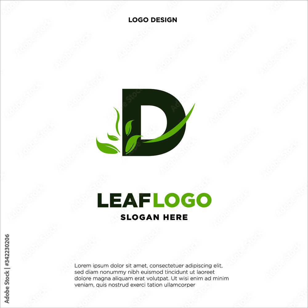 Initial Letter D With Leaf Logo
Initial Letter D With Leaf Logo