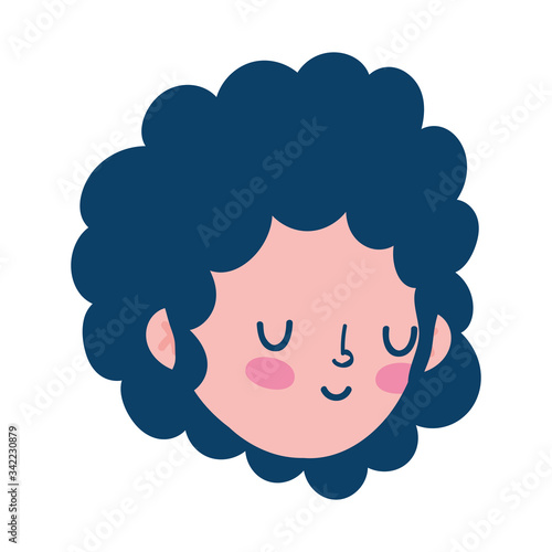 young boy face cartoon character isolated icon white background © Stockgiu
