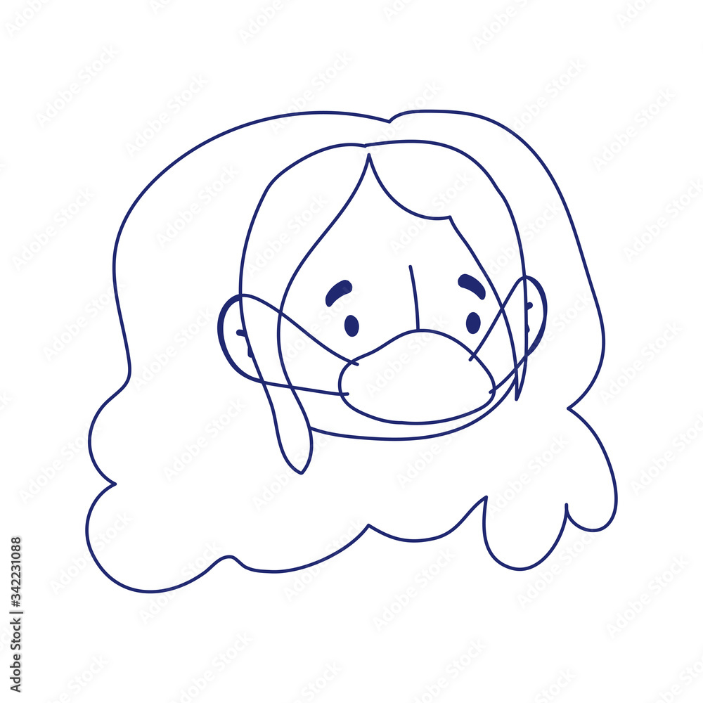 covid 19 coronavirus, woman face with medical mask, isolated icon white background covid 19 coronavirus, woman face with medical mask, isolated icon white background