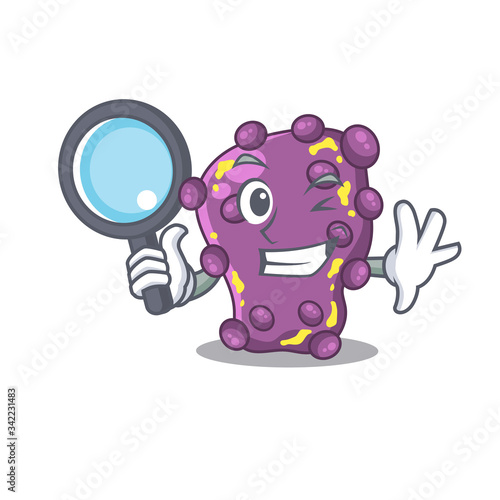Smart Detective of shigella mascot design style with tools