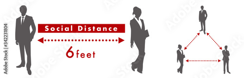 Social distancing set of icons