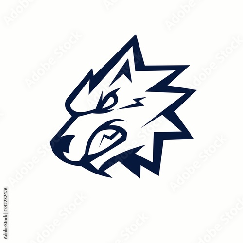 Wolf mascot logo silhouette version. wolf logo in sport style, mascot logo illustration design vector
