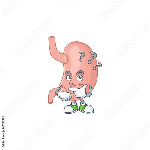 Stomach mascot design concept having confuse gesture