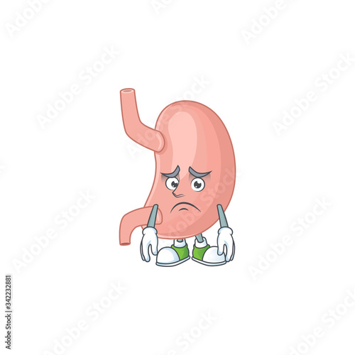 Cartoon picture of stomach with worried face
