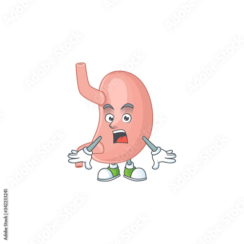 A cartoon design of stomach showing an amazed gesture