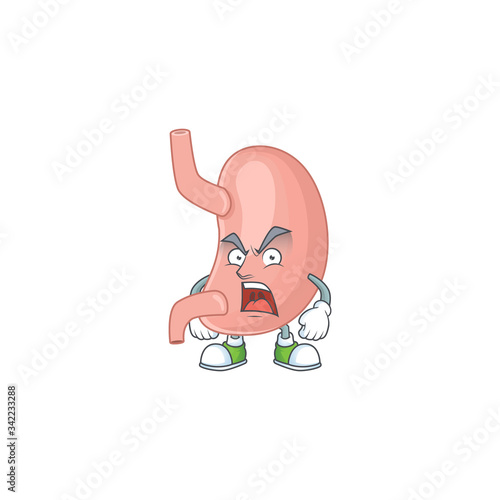 Stomach cartoon character design with mad face