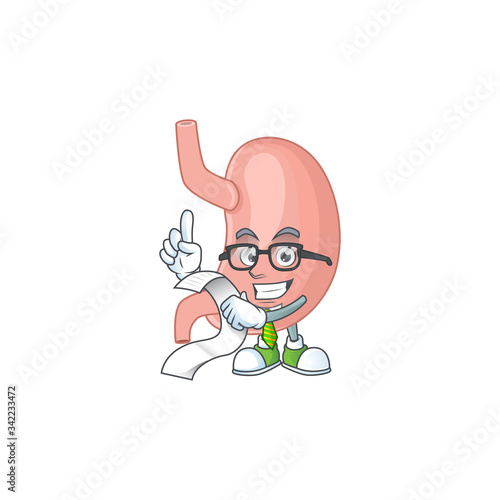 Mascot cartoon concept of stomach with menu list