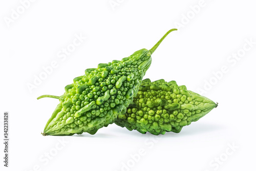 Bitter gourd Isolated include clipping path on white background stack photo
